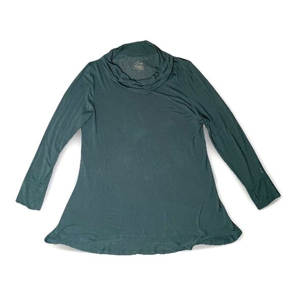 Cuddl Duds Tunic Top 2X Evergreen Teal Green Cowlneck Stretch Lounge Thumb Holes - Picture 1 of 6